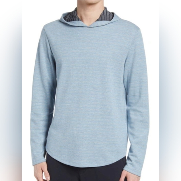 Vince Mens Blue Feeder Stripe Pullover Hoodie Size Medium - Picture 1 of 10